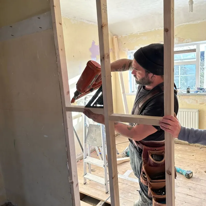 Joinery Action Shot - Stud Walls - Bryn Harcombe Carpentry